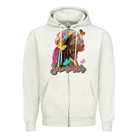 Oatmeal Heather summer afro Zipper Hoodie - NancyCooperArtShop