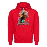 Red summer afro Zipper Hoodie - NancyCooperArtShop