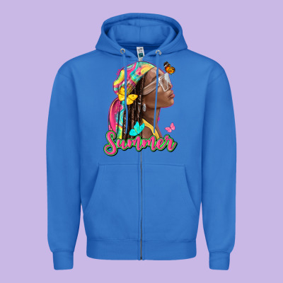 Summer Afro Zipper Hoodie Designed By Nancycooperartshop