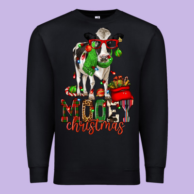 Mooey Christmas Holstein Cow Premium Sweatshirt Designed By Cowgirlartshop
