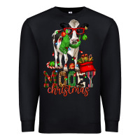 Black mooey christmas holstein cow Premium Sweatshirt - CowGirlArtShop