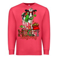 Cardinal mooey christmas holstein cow Premium Sweatshirt - CowGirlArtShop