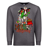 Charcoal Heather mooey christmas holstein cow Premium Sweatshirt - CowGirlArtShop