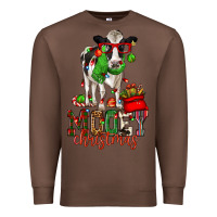 Chestnut mooey christmas holstein cow Premium Sweatshirt - CowGirlArtShop