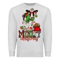 Dove Grey mooey christmas holstein cow Premium Sweatshirt - CowGirlArtShop