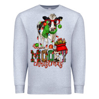 Heather Grey mooey christmas holstein cow Premium Sweatshirt - CowGirlArtShop