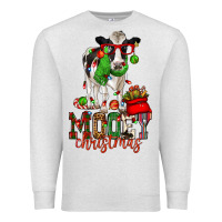Oatmeal Heather mooey christmas holstein cow Premium Sweatshirt - CowGirlArtShop