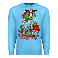 Ocean Blue mooey christmas holstein cow Premium Sweatshirt - CowGirlArtShop