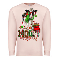 Pale Pink mooey christmas holstein cow Premium Sweatshirt - CowGirlArtShop