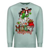 Seafoam mooey christmas holstein cow Premium Sweatshirt - CowGirlArtShop