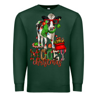 Sports Green mooey christmas holstein cow Premium Sweatshirt - CowGirlArtShop