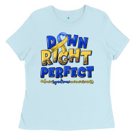 Baby Blue down right perfect down syndrome Ladies Tee - Artiststas
