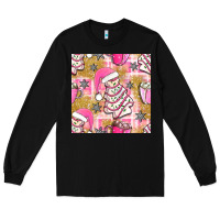 Black christmas cake and pink mug seamless pattern bbs Long Sleeve Tee - BundleAndBundleShop
