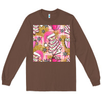 Chestnut christmas cake and pink mug seamless pattern bbs Long Sleeve Tee - BundleAndBundleShop
