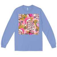 Colony Blue christmas cake and pink mug seamless pattern bbs Long Sleeve Tee - BundleAndBundleShop