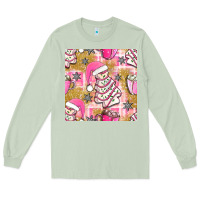 Matcha christmas cake and pink mug seamless pattern bbs Long Sleeve Tee - BundleAndBundleShop