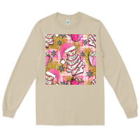 Mushroom christmas cake and pink mug seamless pattern bbs Long Sleeve Tee - BundleAndBundleShop