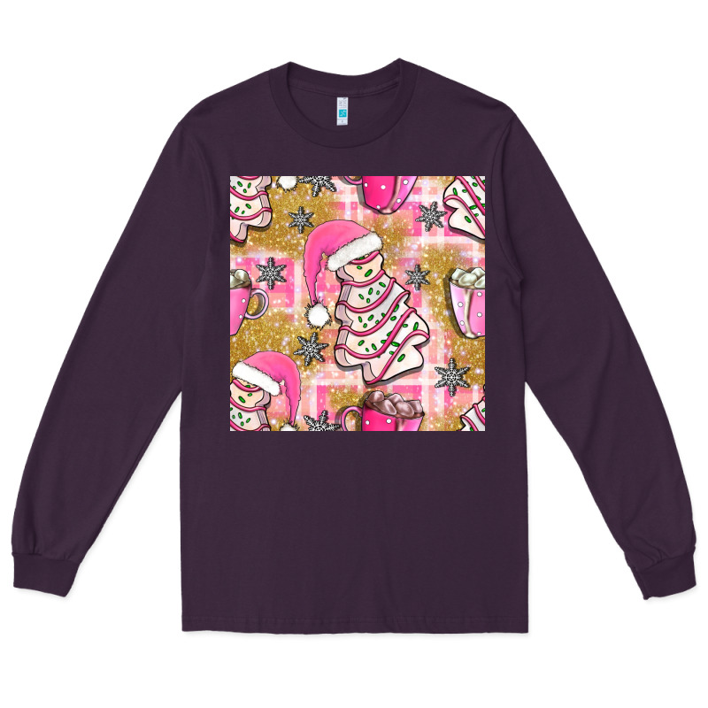 Christmas Cake And Pink Mug Seamless Pattern Bbs Long Sleeve Tee by BundleAndBundleShop | Teevron