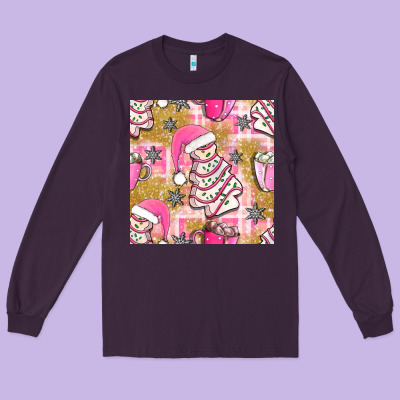 Christmas Cake And Pink Mug Seamless Pattern Bbs Long Sleeve Tee Designed By Bundleandbundleshop