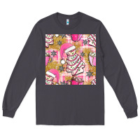 Smoke christmas cake and pink mug seamless pattern bbs Long Sleeve Tee - BundleAndBundleShop