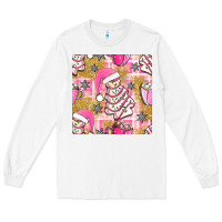 White christmas cake and pink mug seamless pattern bbs Long Sleeve Tee - BundleAndBundleShop