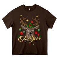 Chocolate Brown oh deer Christmas Heavy Core Tee - BundleAndBundleShop