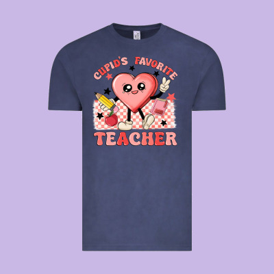 Cupid's Favorite Teacher Vintage Tee Designed By Maliassmallbusiness