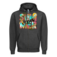 Charcoal Heather summer vibes Zipper Hoodie - NancyCooperArtShop
