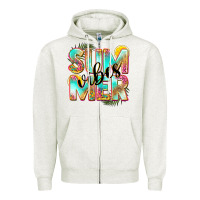 Oatmeal Heather summer vibes Zipper Hoodie - NancyCooperArtShop