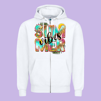 Summer Vibes Zipper Hoodie Designed By Nancycooperartshop