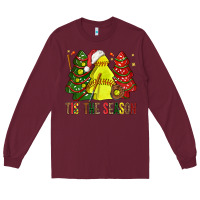 Burgundy tis' the season softball christmas cakes bbs Long Sleeve Tee - BundleAndBundleShop