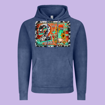 Western Back To School 2nd Grade 2 Vintage Hoodie Designed By Jasminsmagicworld