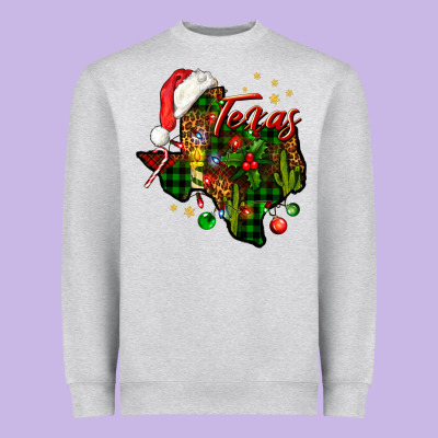 Christmas Texas Map Heavyweight Sweatshirt Designed By Nancycooperartshop