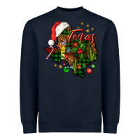 Navy Christmas Texas map Heavyweight Sweatshirt - NancyCooperArtShop