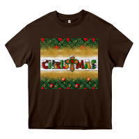 Chocolate Brown Christmas with cross Heavy Core Tee - BundleAndBundleShop