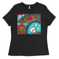 Black baseball leopard turquoise sunflower Ladies Tee - JahusDesignShop