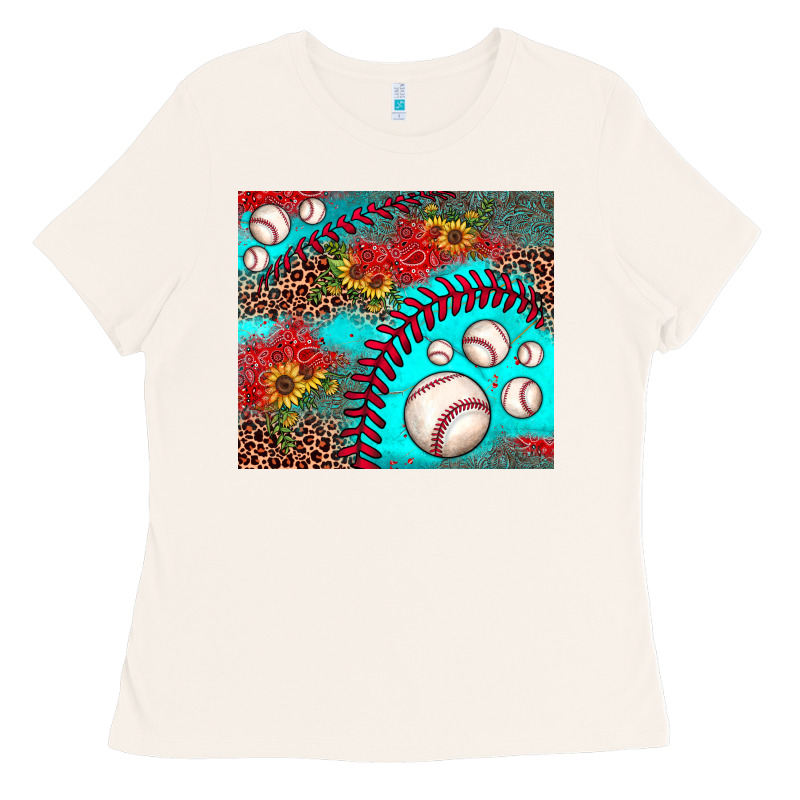Baseball Leopard Turquoise Sunflower Ladies Tee by JahusDesignShop | Teevron