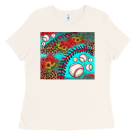 Bone baseball leopard turquoise sunflower Ladies Tee - JahusDesignShop