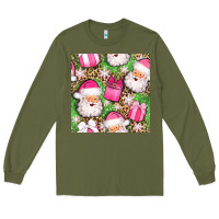 Army Green christmas santa claus and gift box seamless pattern bbs Long Sleeve Tee - BundleAndBundleShop