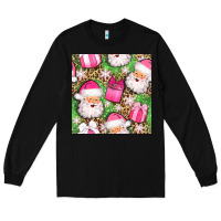 Black christmas santa claus and gift box seamless pattern bbs Long Sleeve Tee - BundleAndBundleShop