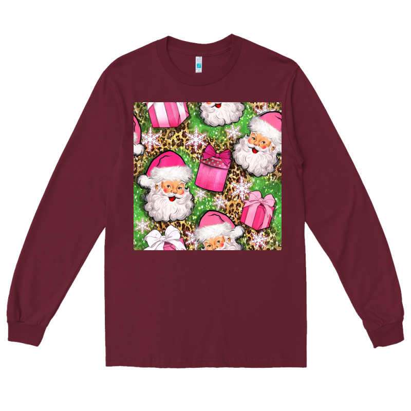 Christmas Santa Claus And Gift Box Seamless Pattern Bbs Long Sleeve Tee by BundleAndBundleShop | Teevron