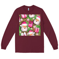 Burgundy christmas santa claus and gift box seamless pattern bbs Long Sleeve Tee - BundleAndBundleShop