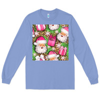 Colony Blue christmas santa claus and gift box seamless pattern bbs Long Sleeve Tee - BundleAndBundleShop