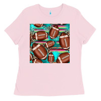 Bubblegum Pink football leopard turquoise seamless pattern Ladies Tee - JahusDesignShop