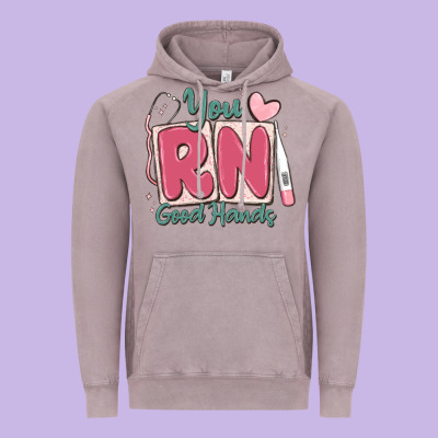 You Rn Good Hands Registered Nurse Vintage Hoodie Designed By Maliassmallbusiness