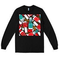 Black nail polish with glitter seamless pattern bbs Long Sleeve Tee - BundleAndBundleShop