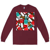 Burgundy nail polish with glitter seamless pattern bbs Long Sleeve Tee - BundleAndBundleShop