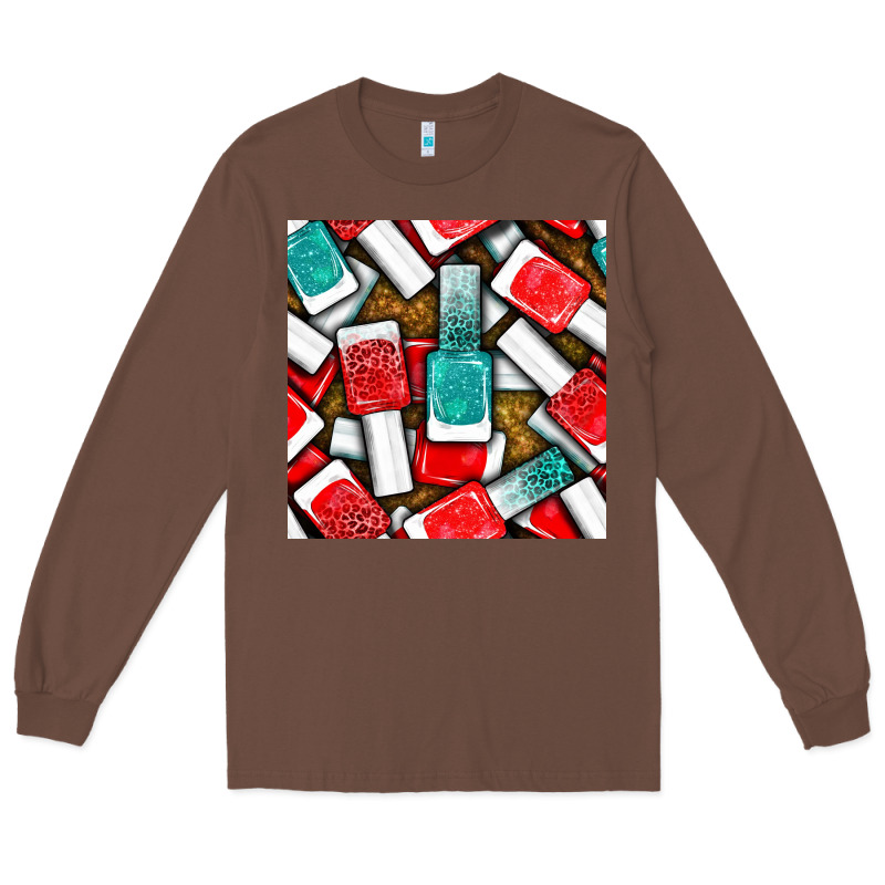 Nail Polish With Glitter Seamless Pattern Bbs Long Sleeve Tee by BundleAndBundleShop | Teevron