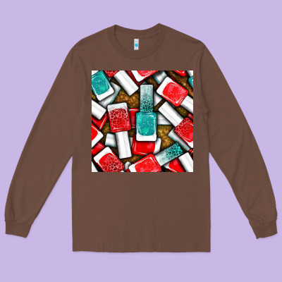 Nail Polish With Glitter Seamless Pattern Bbs Long Sleeve Tee Designed By Bundleandbundleshop