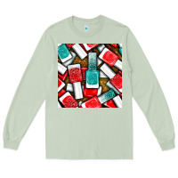 Matcha nail polish with glitter seamless pattern bbs Long Sleeve Tee - BundleAndBundleShop
